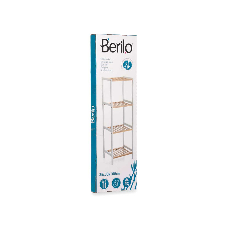 4 TIER SQUARE SHELF BAMBOO WHITE