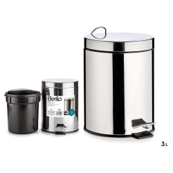 BALDE DE LIXO 3L EM AÇO INOXIDÁVEL COM PEDAL 
