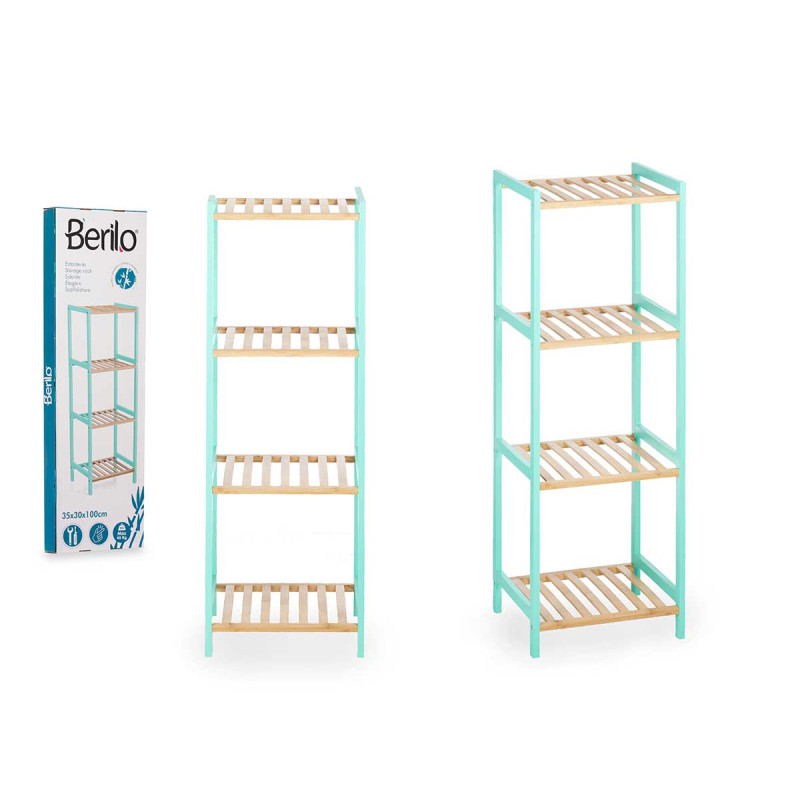 ESTANTE 4 PRATELEIRAS BAMBU VERDE MENTA 