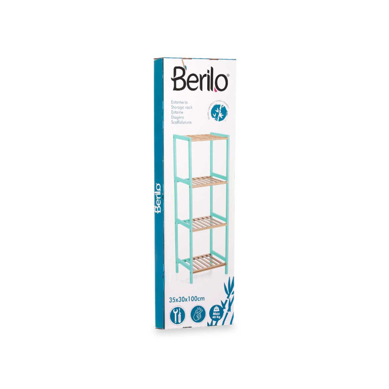 4 TIER SQUARE SHELF BAMBOO MINT