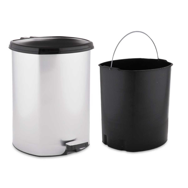 CORBEILLE PLASTIQUE AC/PEDALE ARGENTE LTR