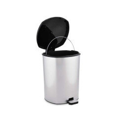 SILVER PLASTIC PEDAL BIN LTR