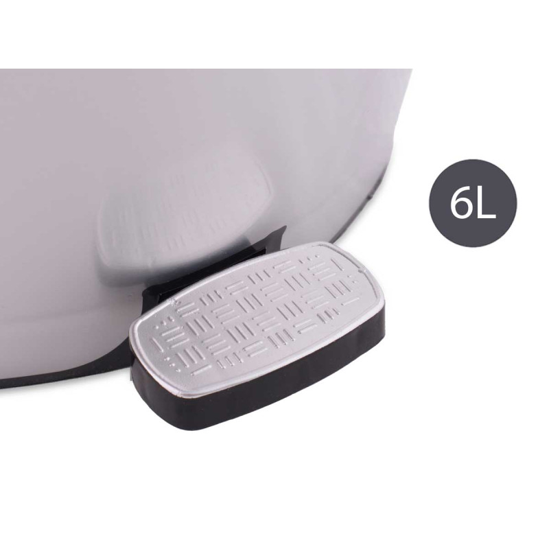 PAPELERA PLASTICO PEDAL PLATEADA 6L