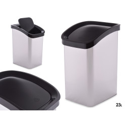CORBEILLE PLASTIQUE BASCULANTE ARGENTE 23LTR