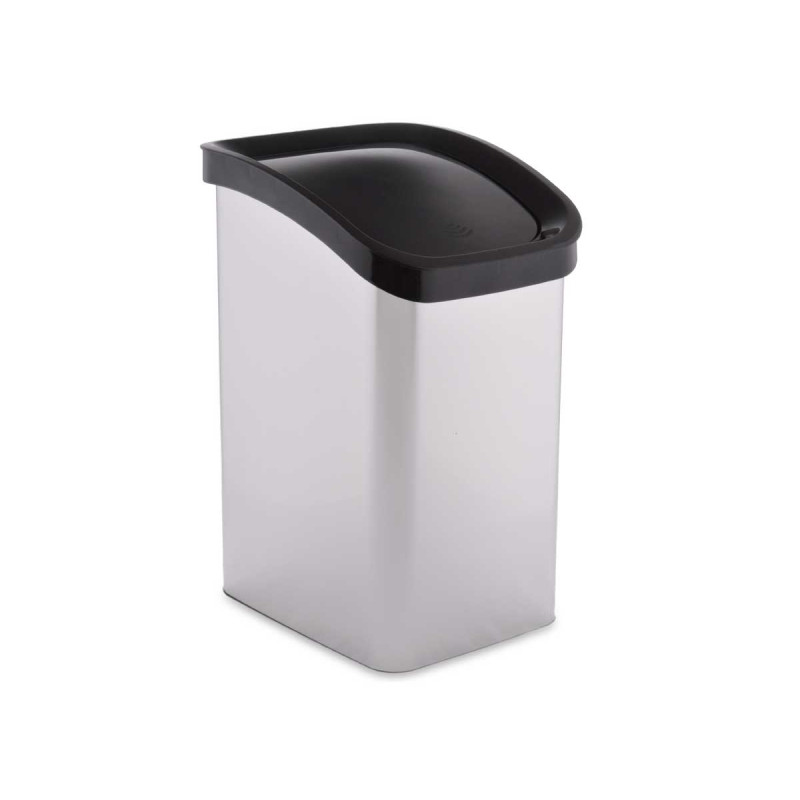 CORBEILLE PLASTIQUE BASCULANTE ARGENTE 23LTR