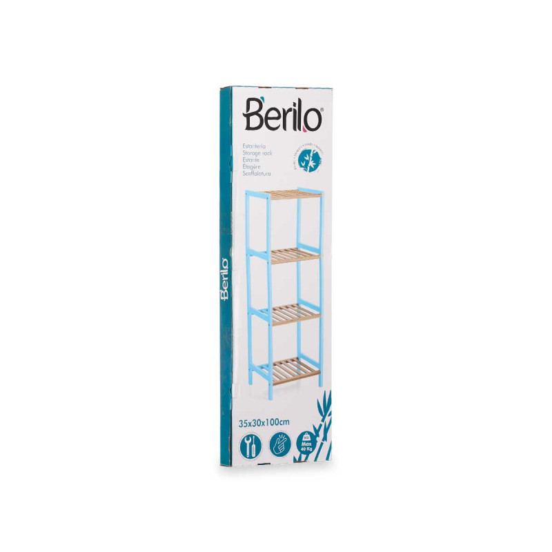 4 TIER SQUARE SHELF BAMBOO BLUE