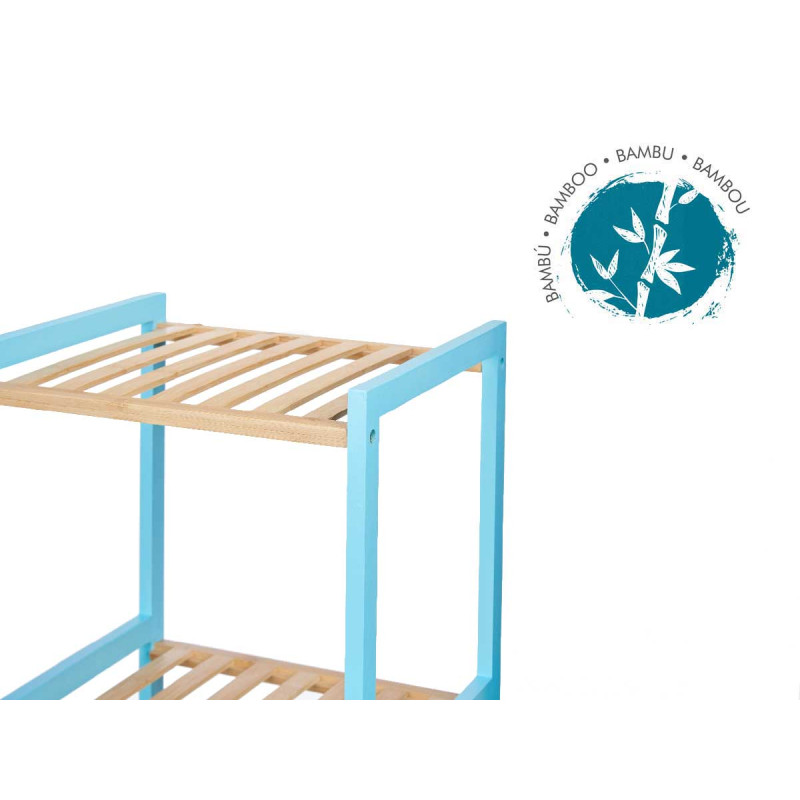 4 TIER SQUARE SHELF BAMBOO BLUE