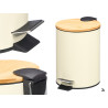 PAPELERA METAL TAPA BAMBU 3L BEIGE