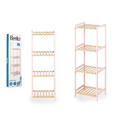 4 TIER SQUARE SHELF BAMBOO PINK