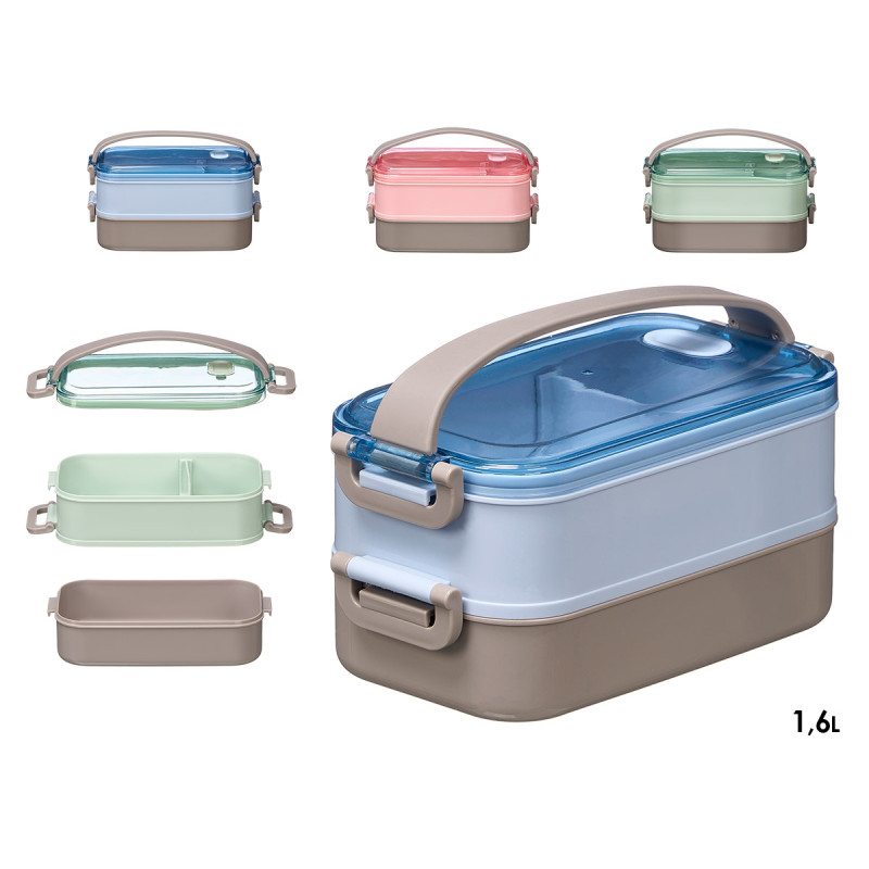 DOUBLE LAYER LUNCH BOX TPR HANDLE