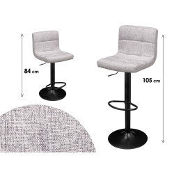 TABOURET REMBOURRÉ AVEC DOSSIER GRIS