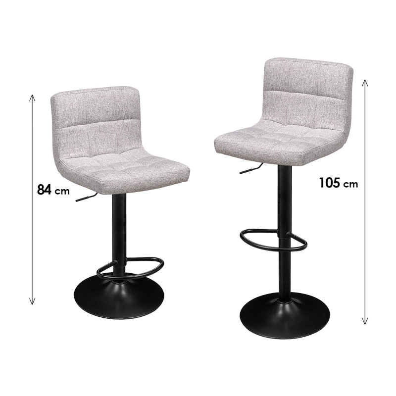 TABOURET REMBOURRÉ AVEC DOSSIER GRIS