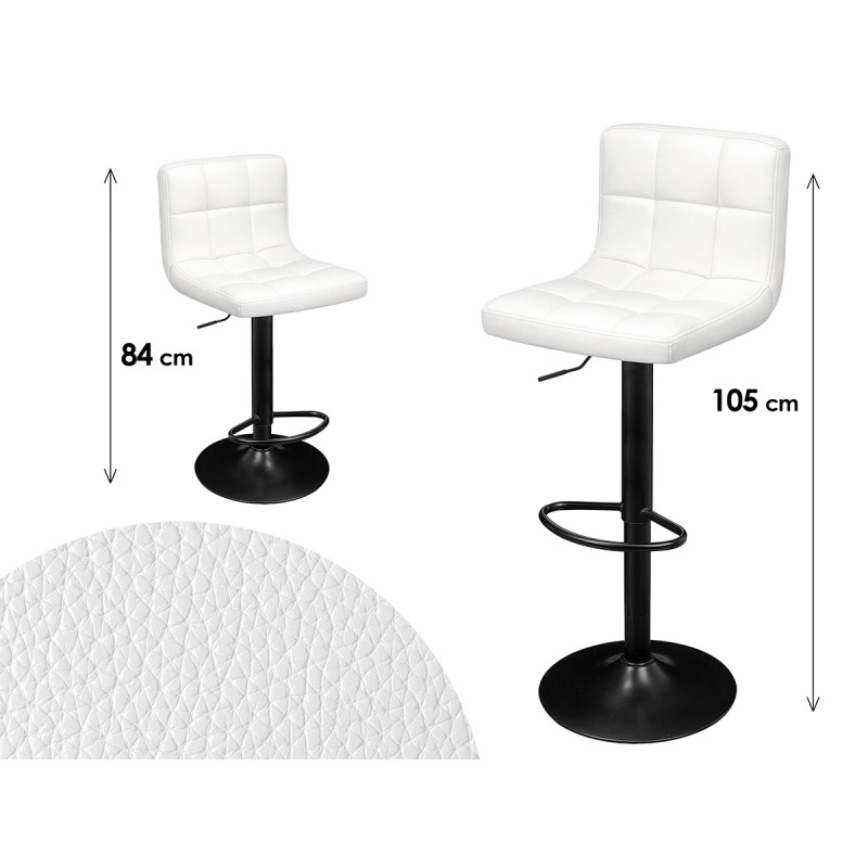 TABOURET REMBOURRÉ AVEC DOSSIER BLANC