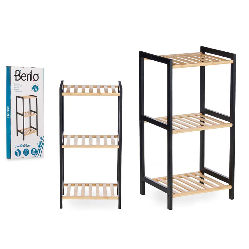 3 TIER SQUARE SHELF BAMBOO BLACK