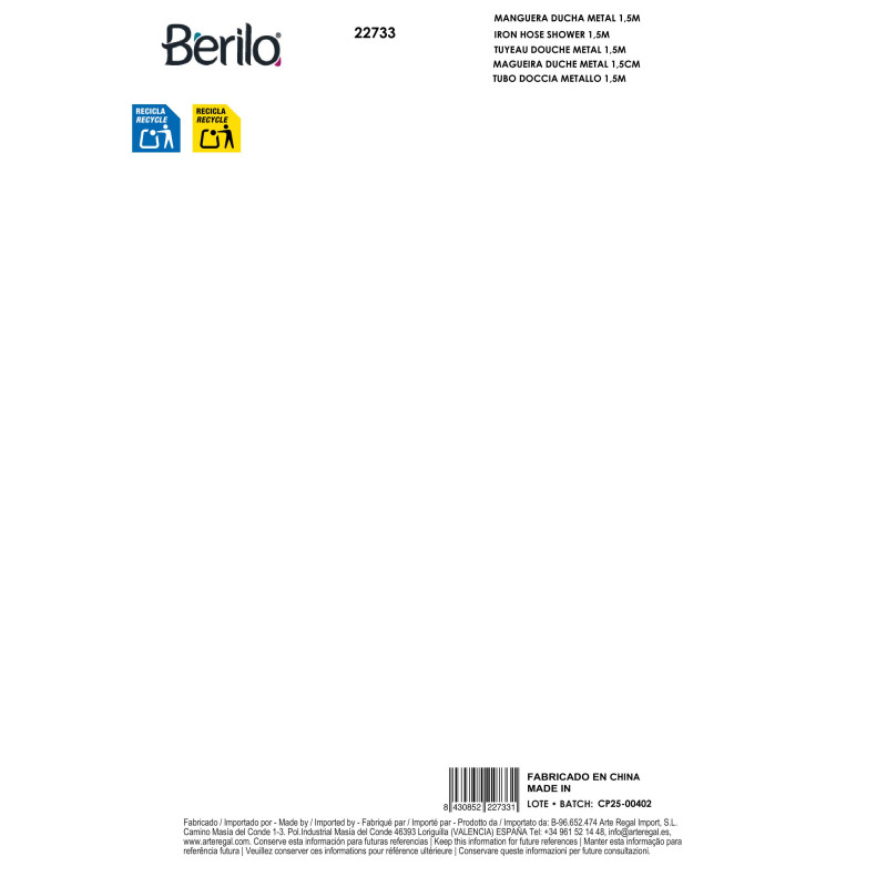 MANGUERA DUCHA METAL 1,5M