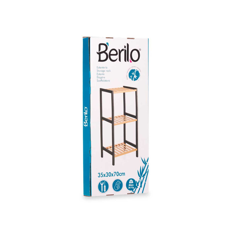 3 TIER SQUARE SHELF BAMBOO BLACK