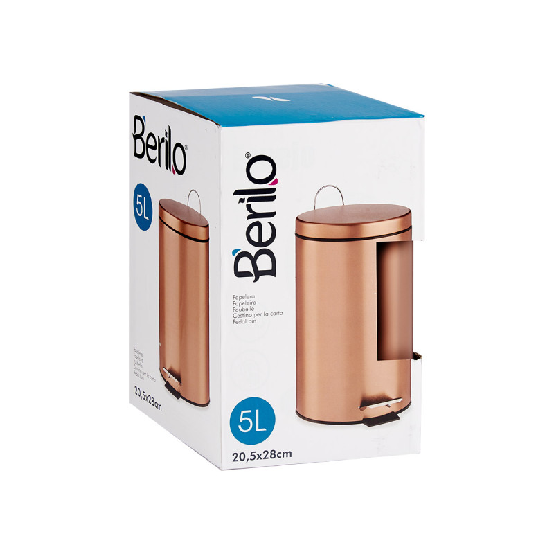 BALDE DO LIXO COM PEDAL 5L METAL COBRE 