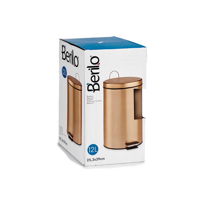 BALDE DO LIXO COM PEDAL 12L METAL DOURADO 