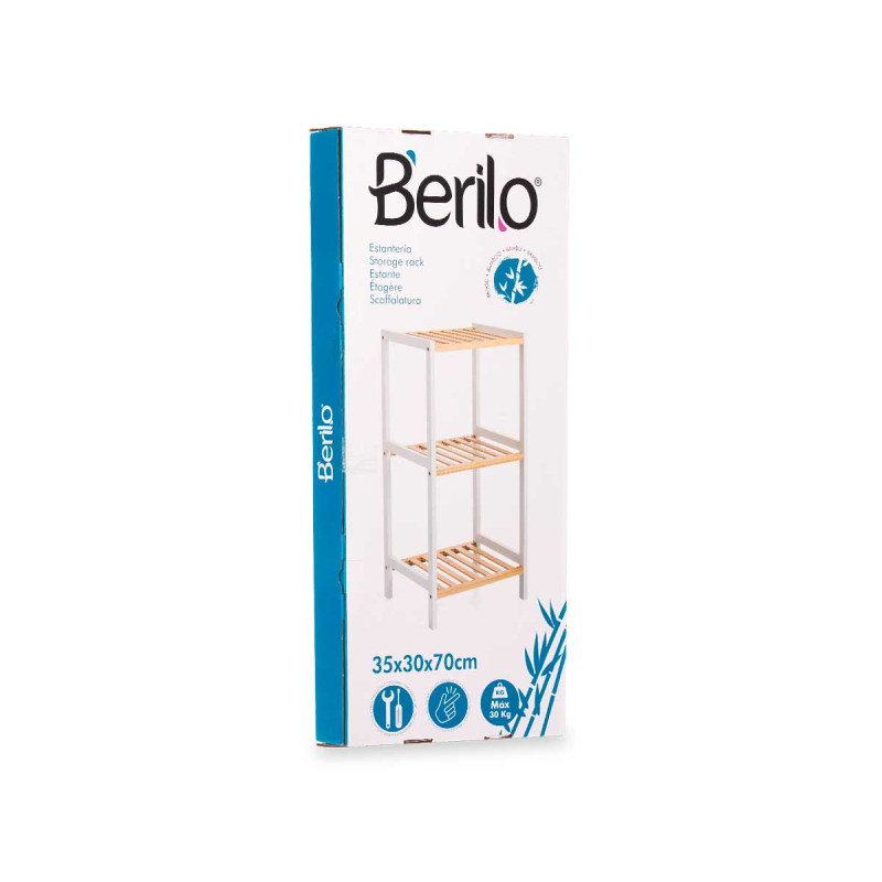 3 TIER SQUARE SHELF BAMBOO WHITE