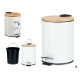PAPELERA METAL TAPA BAMBU 3L BLANCO