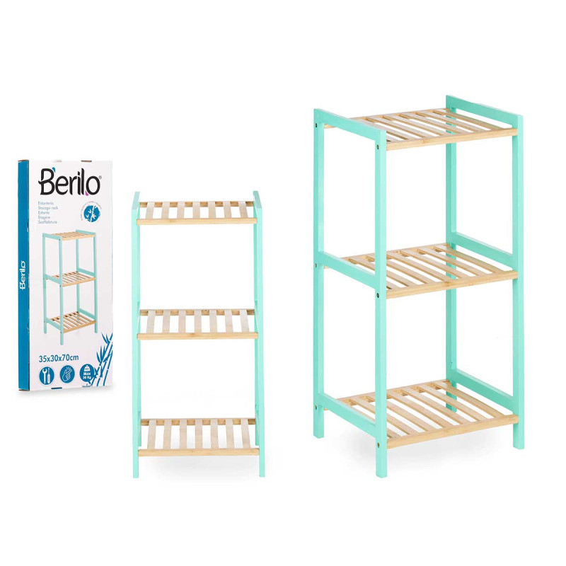 3 TIER SQUARE SHELF BAMBOO MINT
