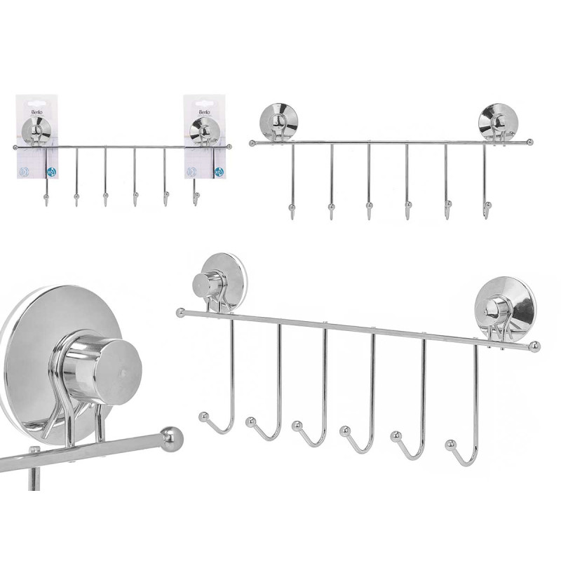 STEEL HANGER 6 KNOBS SUCTION PAD