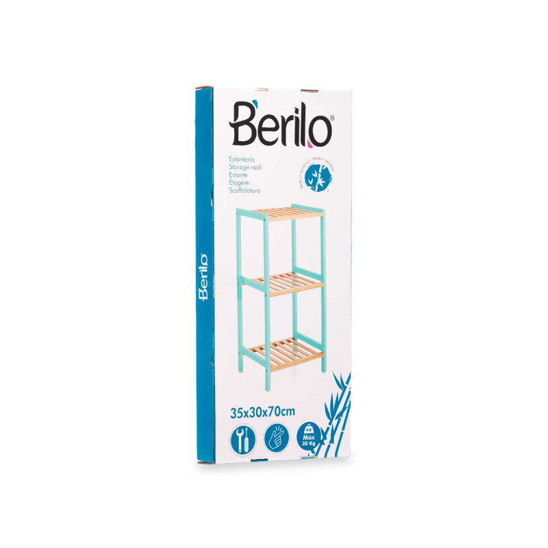 3 TIER SQUARE SHELF BAMBOO MINT