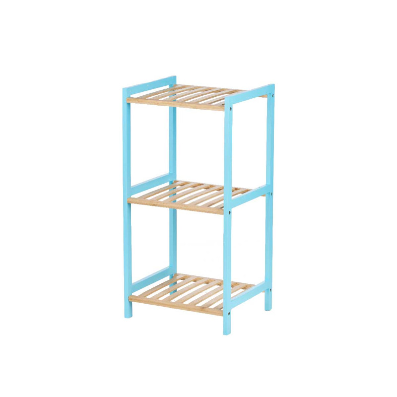 ÉTAGÈRE CARRÉ 3 ÉTAGÈRES EN BAMBOU BLEU