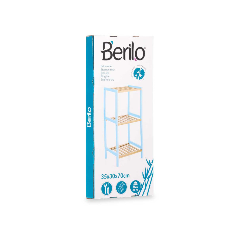 3 TIER SQUARE SHELF BAMBOO BLUE