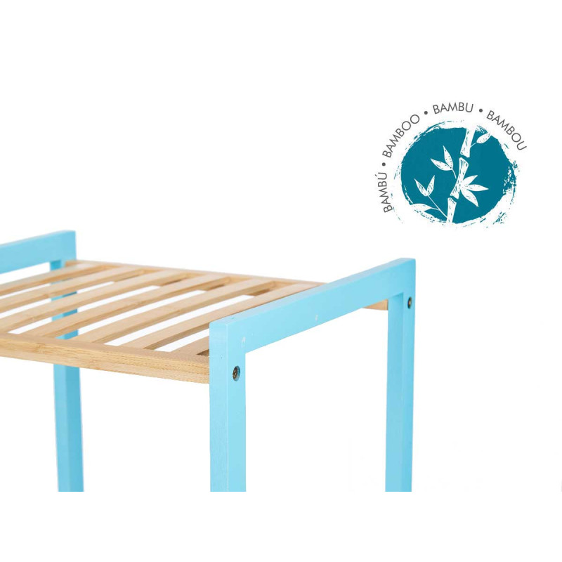 3 TIER SQUARE SHELF BAMBOO BLUE