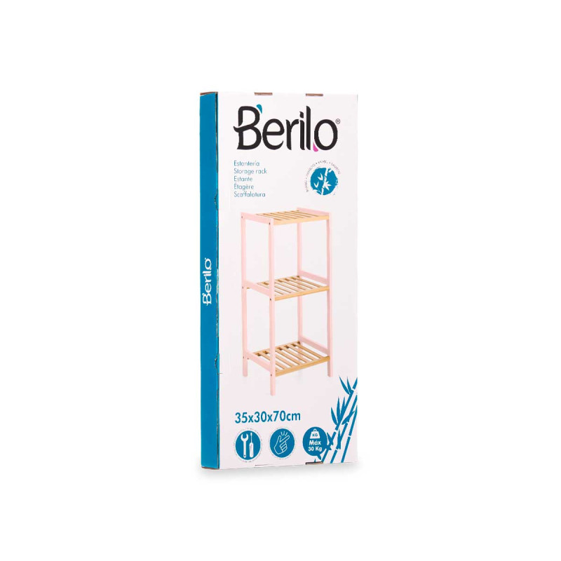 3 TIER SQUARE SHELF BAMBOO PINK