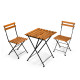 3 PCS SET TABLE 2 CHAIRS DARK WOOD METAL LEGS