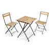 SET 3 PCS MESA 2 SILLAS MADERA CLARA PATAS METAL