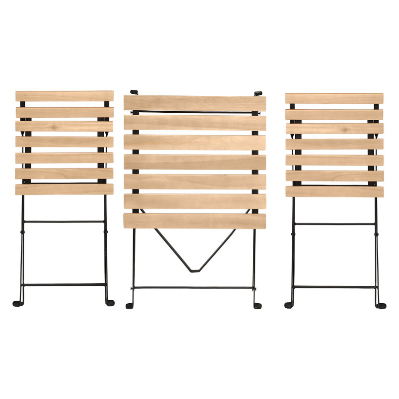 SET 3 PCS MESA 2 CADEIRAS MADEIRA CLARA PERNAS MET