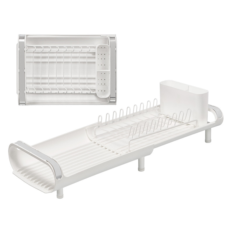 WHITE EXTENDABLE DISH DRAINER