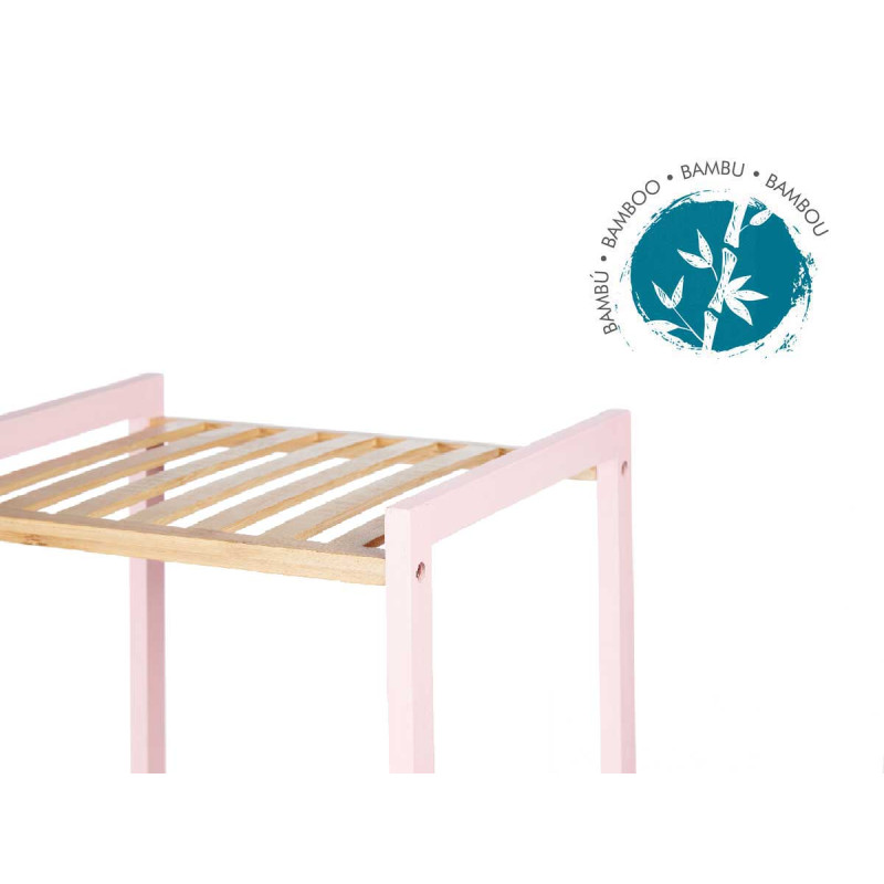 3 TIER SQUARE SHELF BAMBOO PINK
