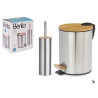 SET PAPELERA 3L BAMBU Y ESCOBILLERO BAMBU ACERO