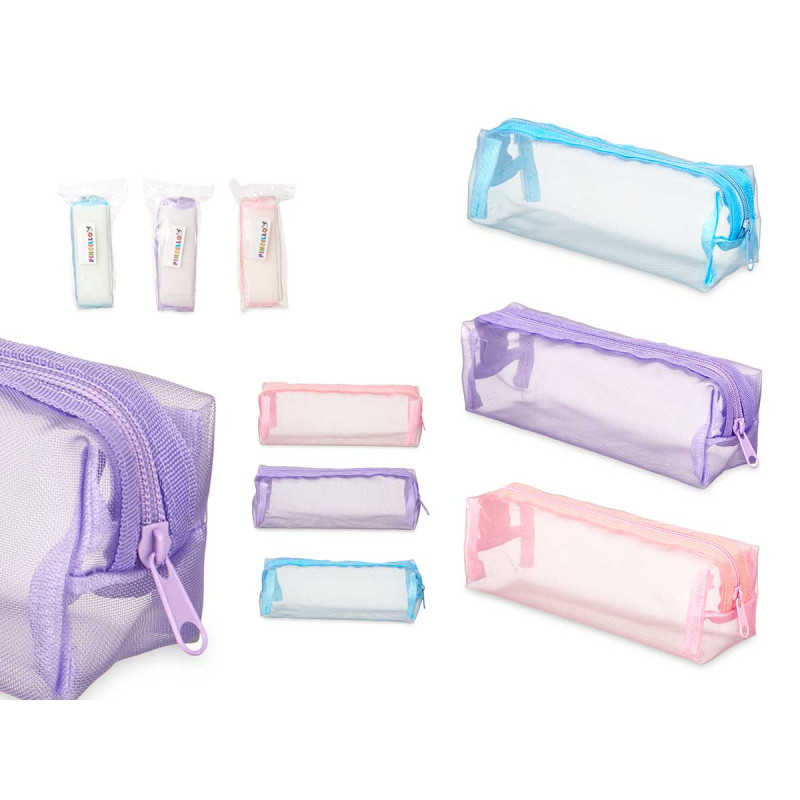 PENCIL CASE MESH NET ASSORT 3
