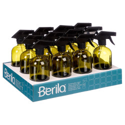 GREEN ROUND GLASS SPRAY BOTTLE 500ML