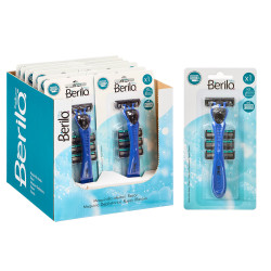 BARBEAR COM 4 CARTUCHOS DE REPOSIÇÃO 3 LÂMINAS AZU