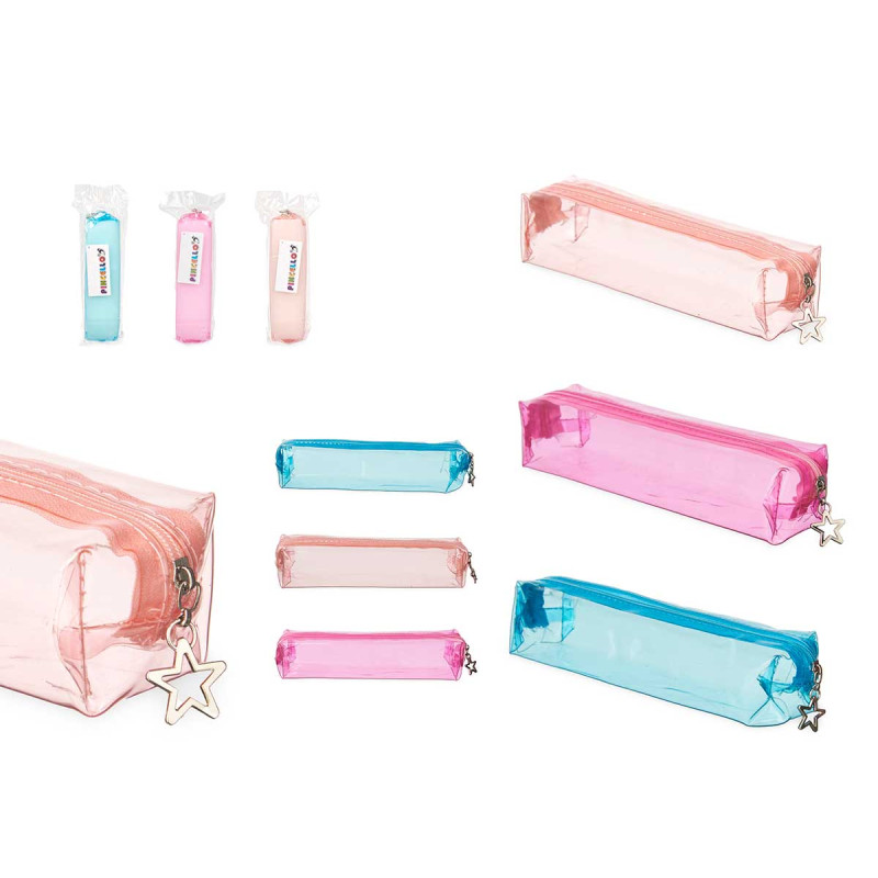 PENCIL CASE TRANSPARENT ASSORT 3 SMALL