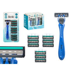 RAZOR WITH 4 REPLACEMENT CARTRIDGES 10 BLADES BLUE
