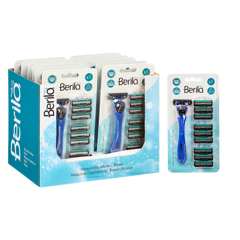 RASOIR 10 RECHARGES 3 LAMES BLEU