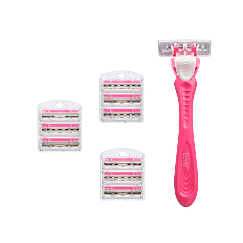 RAZOR WITH 4 REPLACEMENT CARTRIDGES 10 BLADES PINK