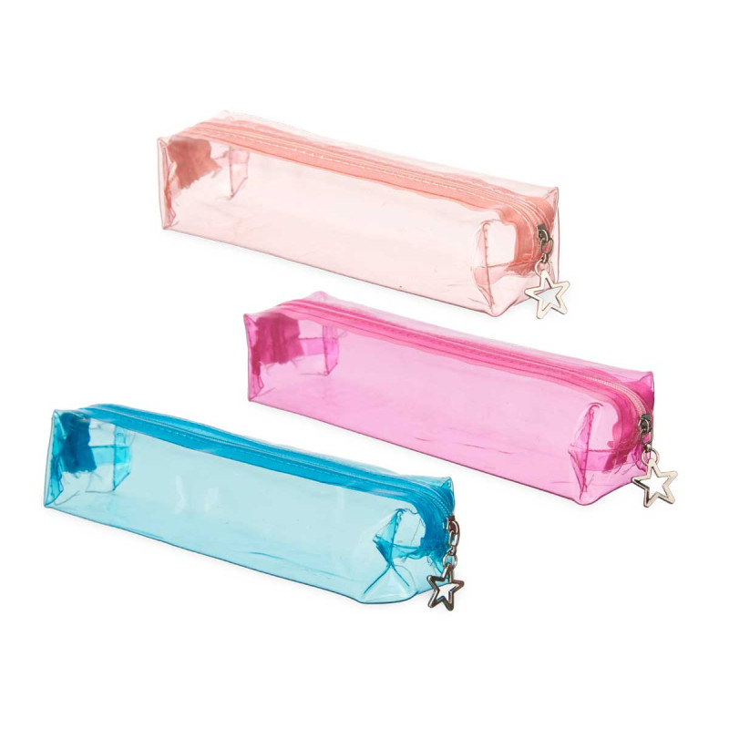 PENCIL CASE TRANSPARENT ASSORT 3 SMALL