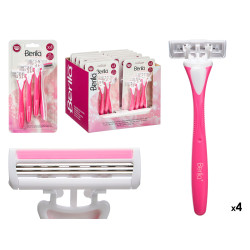 SET OF 4 RAZORS WITH 3 BLADES PINK