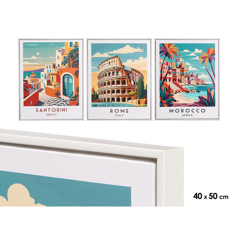 TABLEAU VILLES ASSORT 3 40X50CM