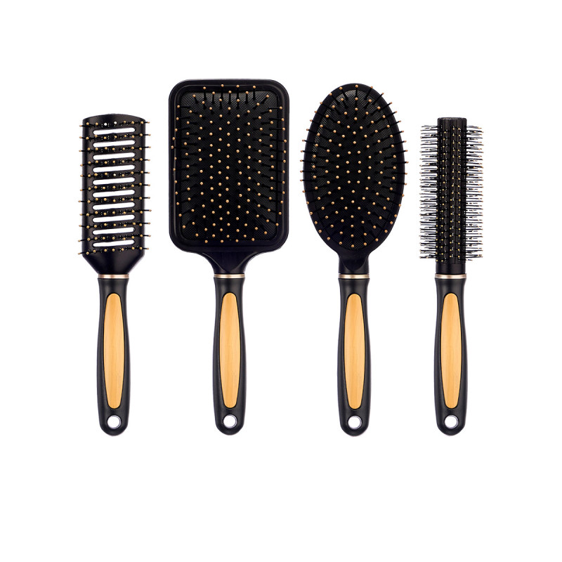 SET 4 SPAZZOLE PER CAPELLI  NERO E FINITURE BAMBU