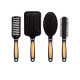 SET 4 BLACK BAMBOO FINISH HAIR BRUSHES