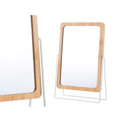 SPECCHIO BAMBU SUPPORTO METALLO BIANCO